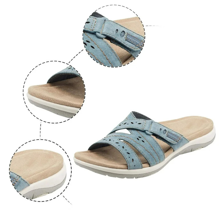 Modstep Flat Sandals for Women and Men Arch Support Plantar Fasciitis Slides Hook and Loops Comfo... | Walmart (US)
