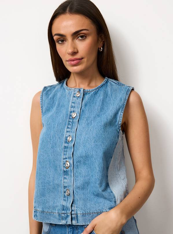 Mid Denim Boxy Co-ord Waistcoat 26 | Tu Clothing
