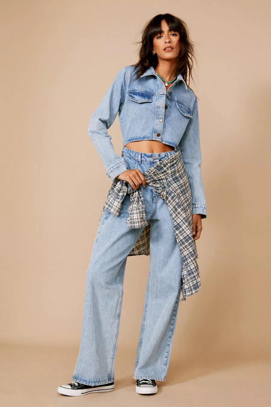 Cut Out Detail Wide Leg Denim Boilersuit | Nasty Gal US