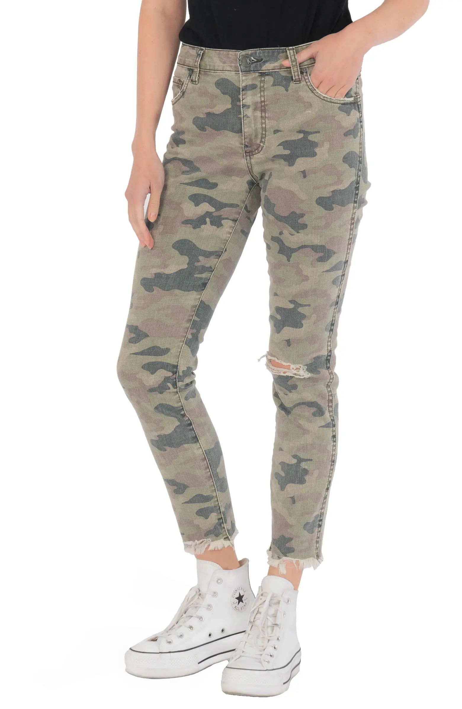 Reese Fab Ab Ripped Camo Print High Waist JeansKUT FROM THE KLOTH | Nordstrom