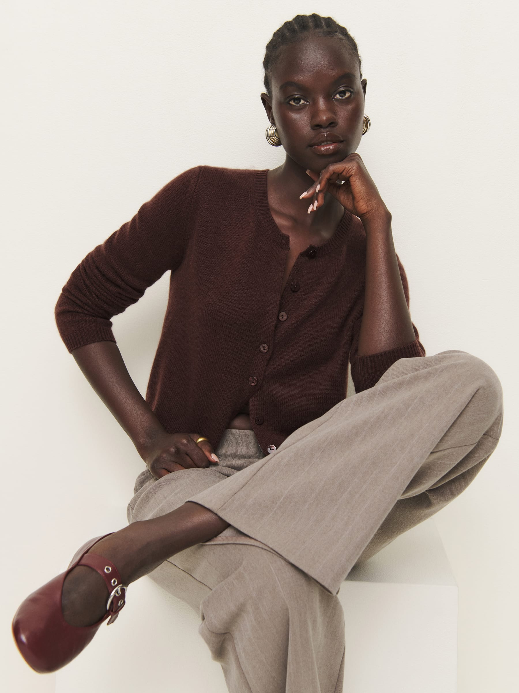 Clara Cashmere Crew Cardigan | Reformation (Global)