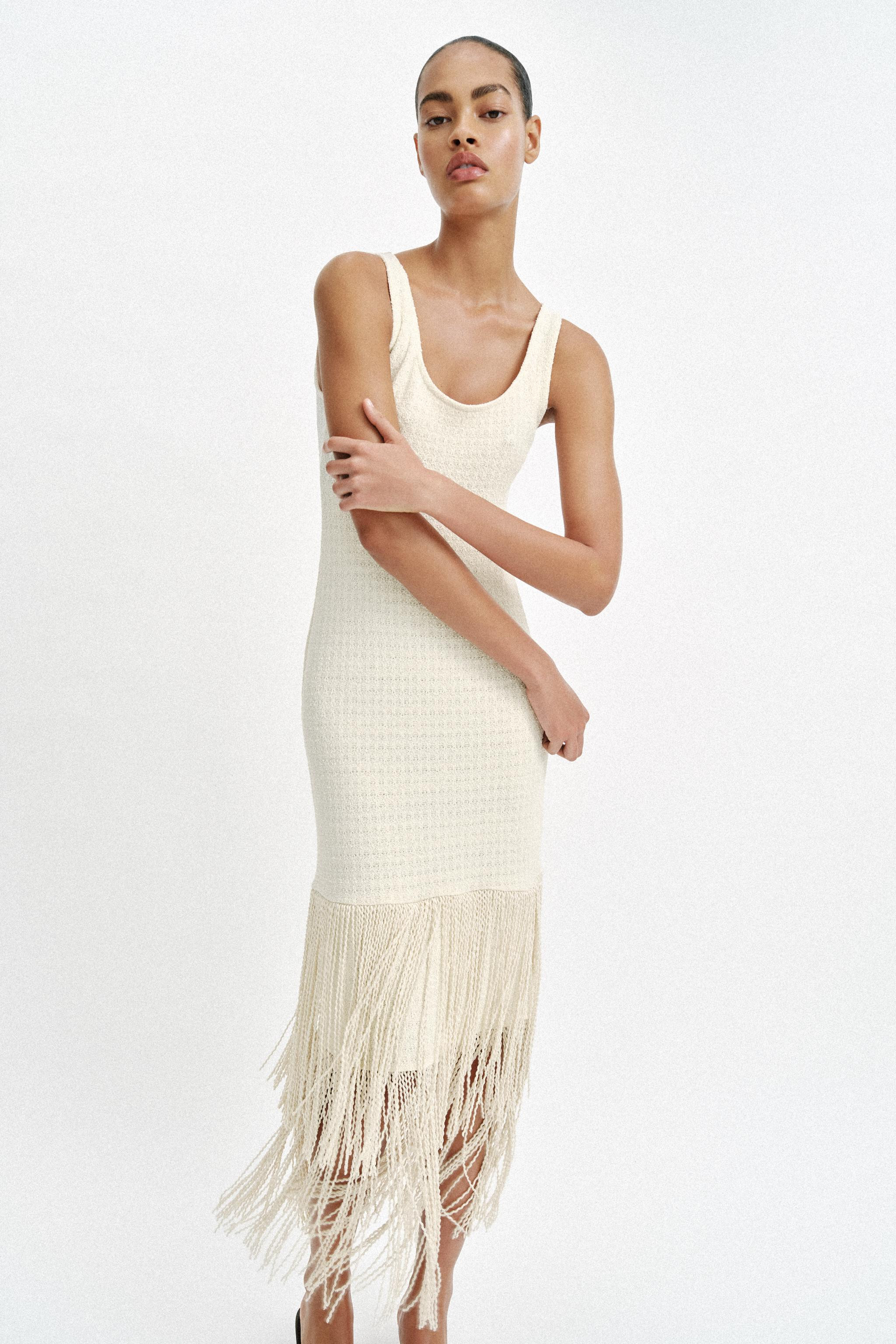 TEXTURED FRINGED DRESS | Zara US