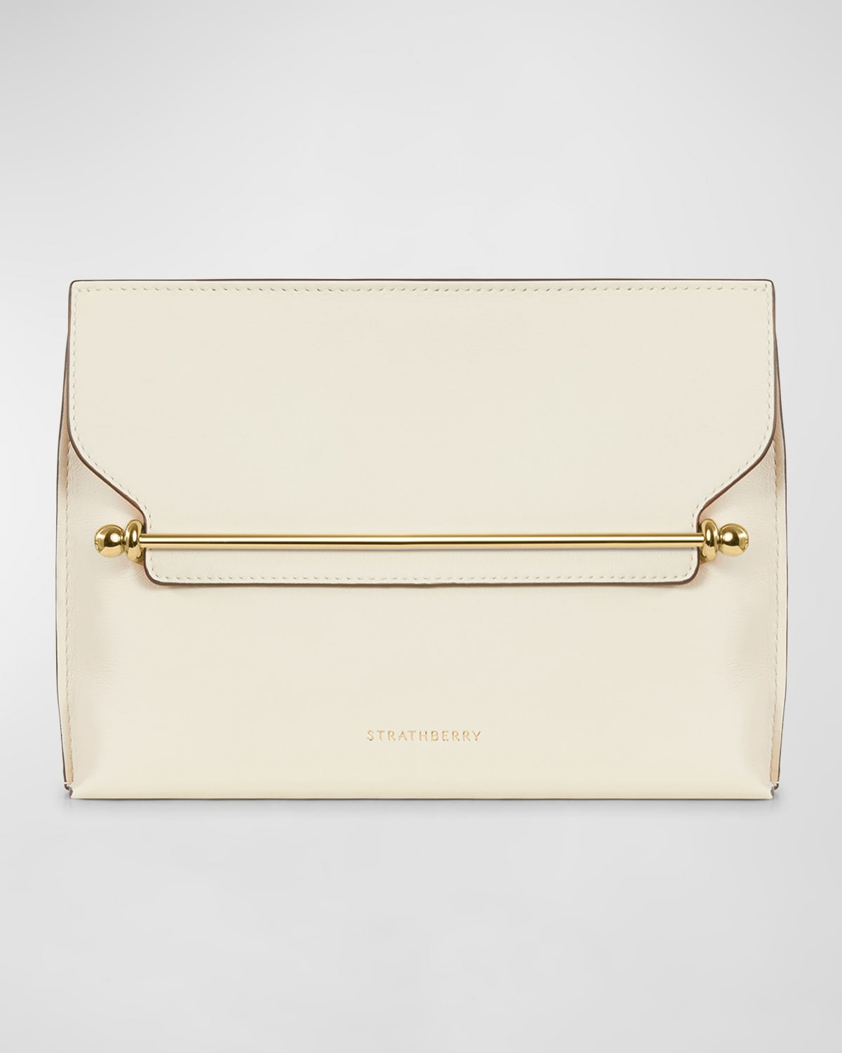 Stylist Metal Bar Leather Clutch Bag | Neiman Marcus