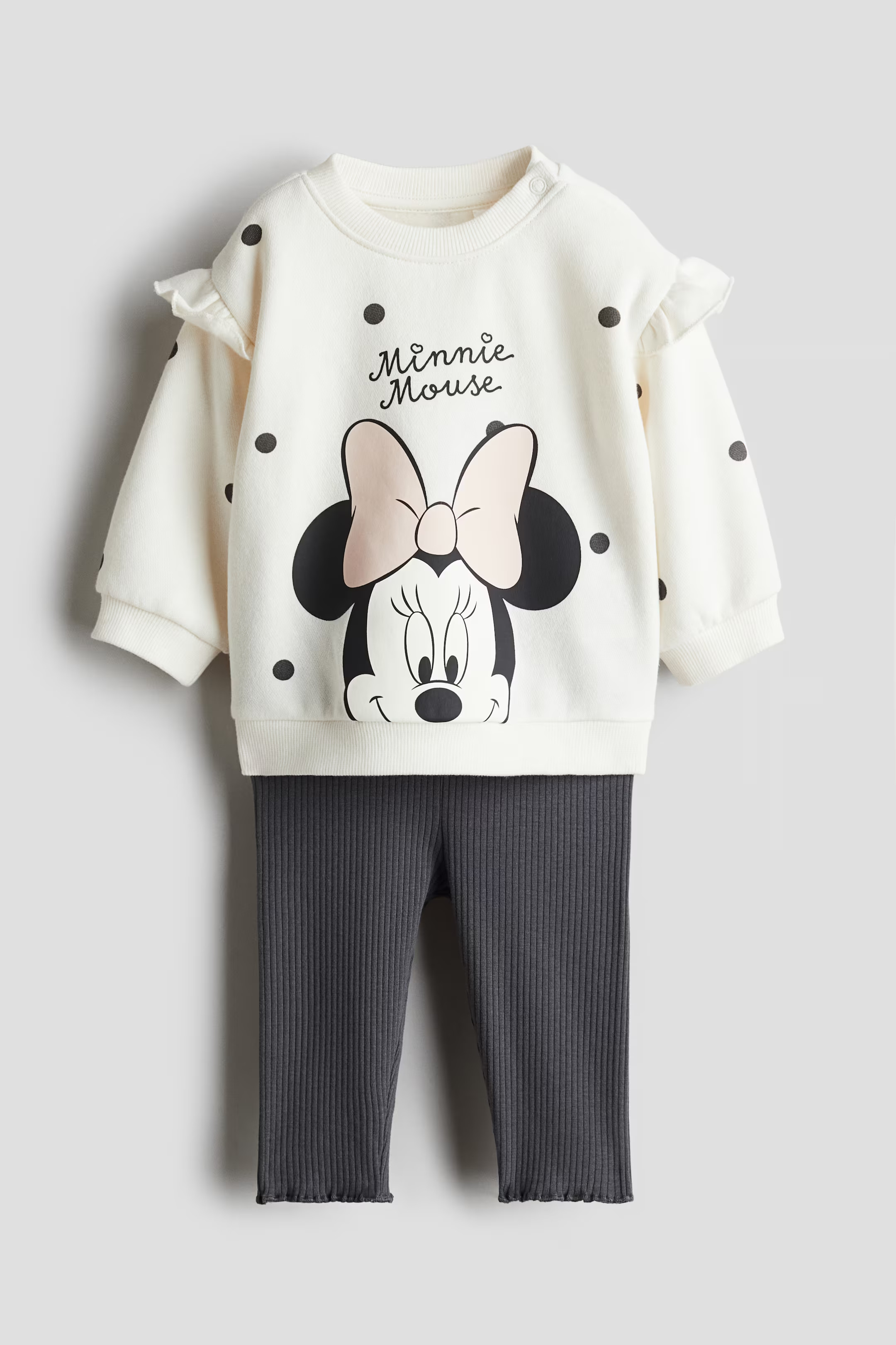 2-piece Sweatshirt and Leggings Set - White/Minnie Mouse - Kids | H&M US | H&M (US + CA)