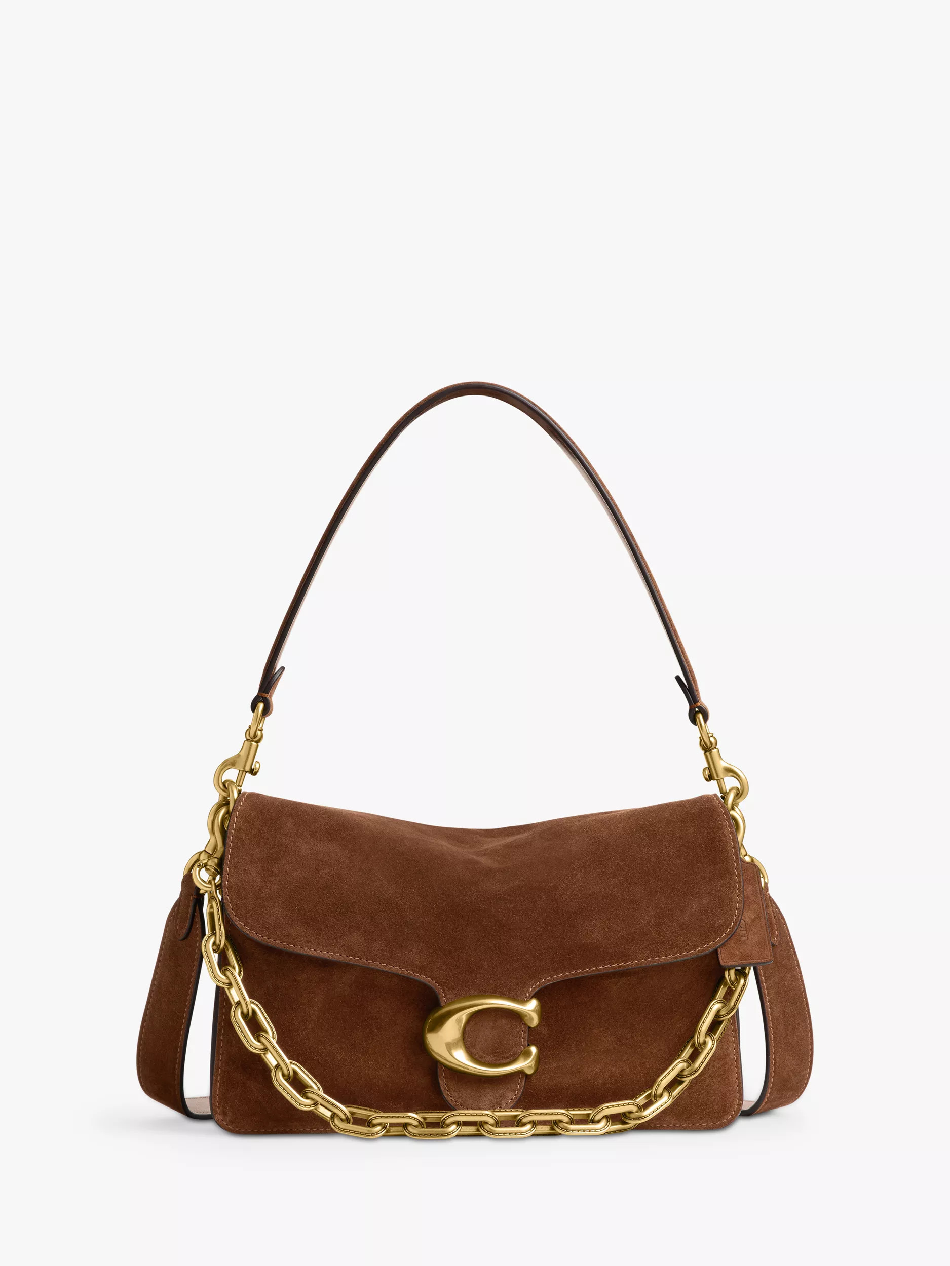 Chain Tabby Suede Multiway Shoulder Bag, Brown | John Lewis (UK)