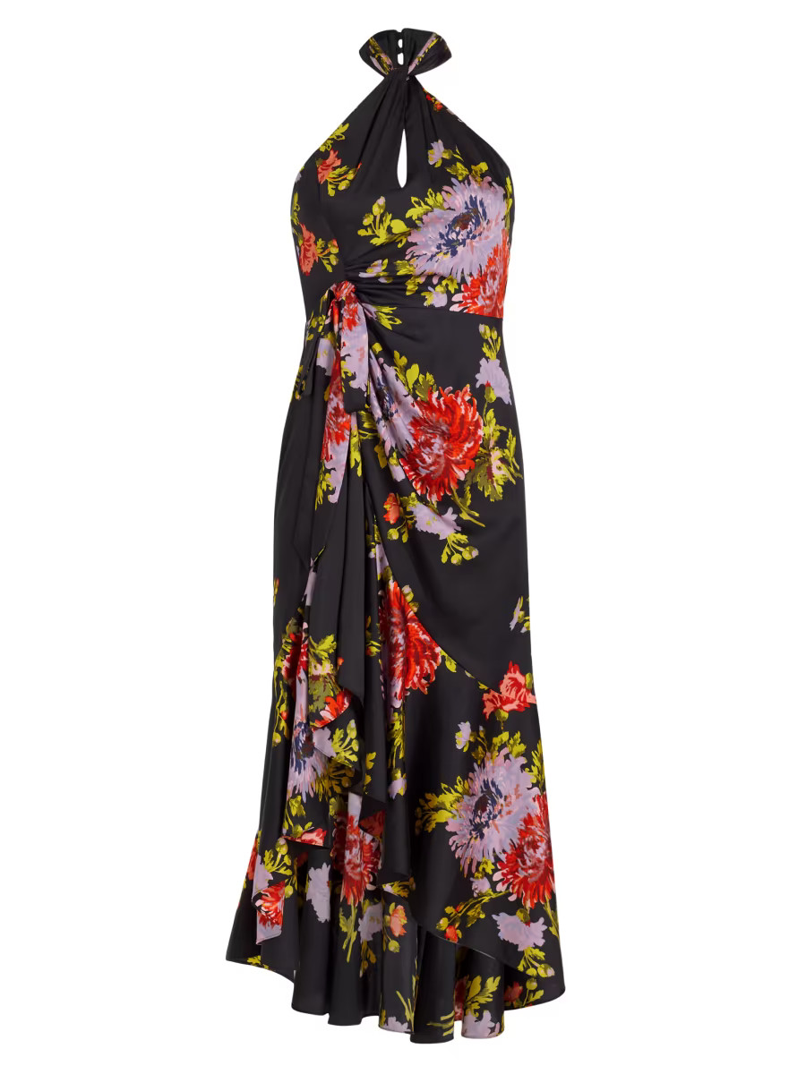 Josie Floral High-Low Halterneck Dress | Saks Fifth Avenue