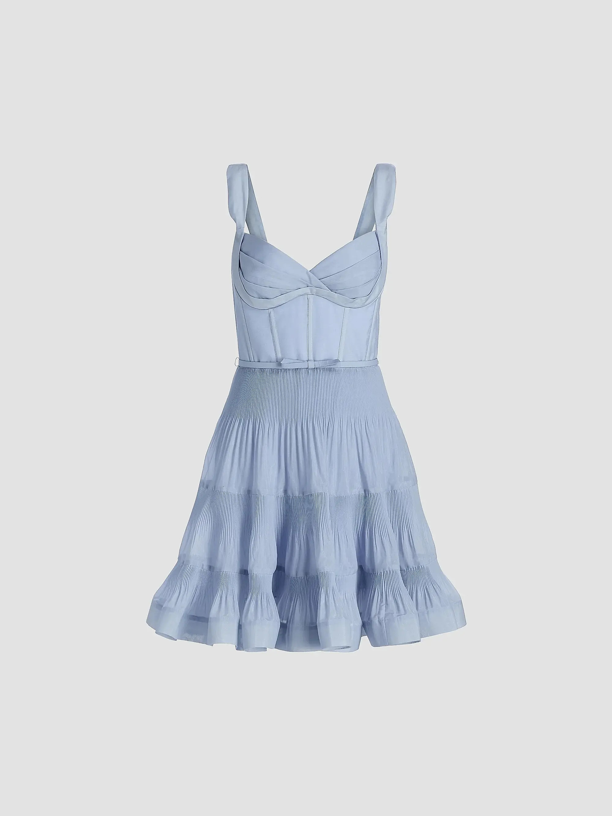 Belted Tiered Sleeveless Fit & Flare Minidress | Saks Fifth Avenue