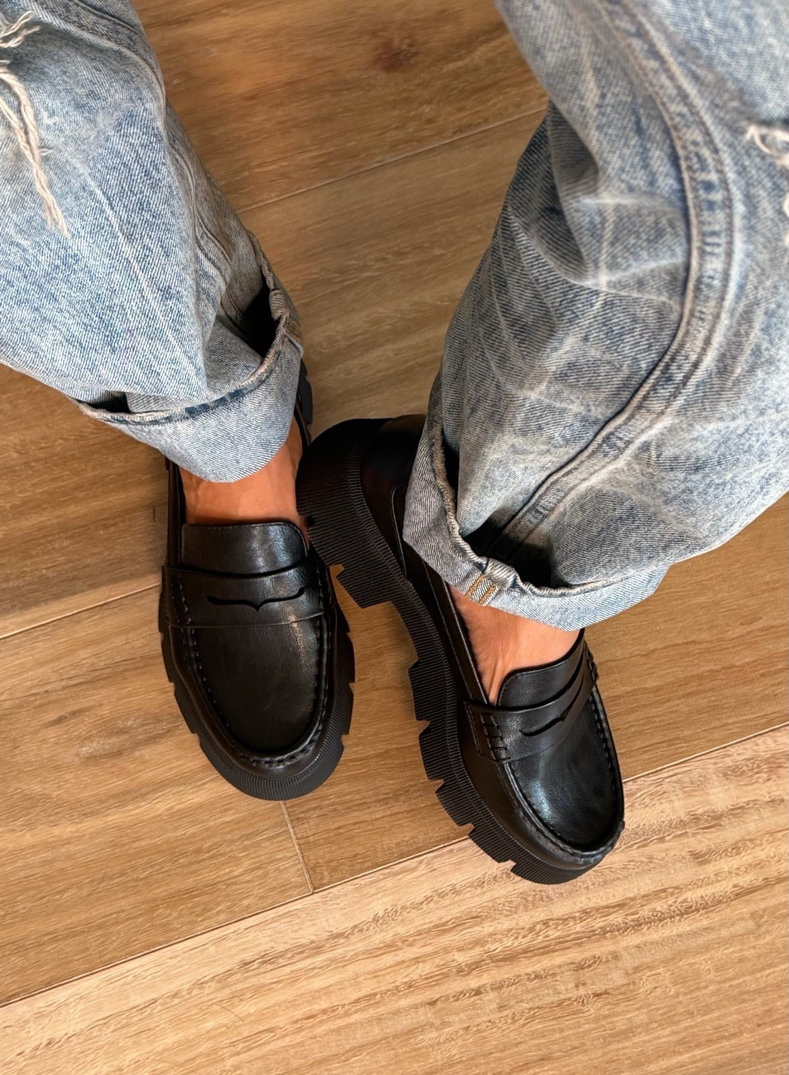 Black platform loafers from Fitory

#LTKootd
