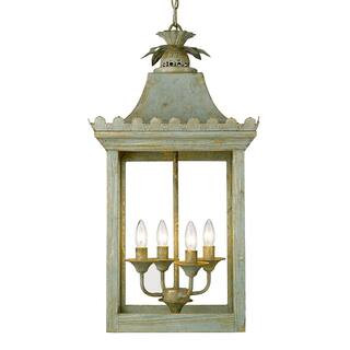 Golden Lighting Finley Collection 4-Light Vintage Sage Pendant 0838-4P VS - The Home Depot | The Home Depot