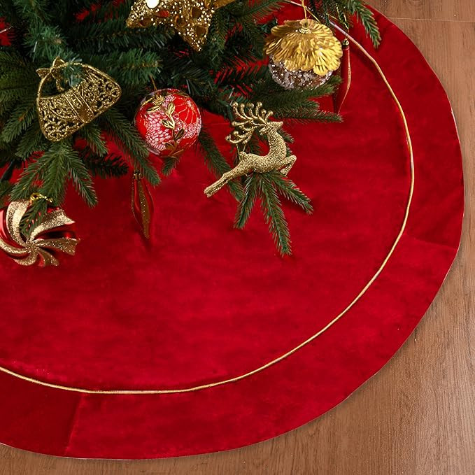 Christmas Velvet Tree Skirt, 48 inches Large Fur Plush Tree Skirts, Xmas Tree Skirt for Holiday O... | Amazon (US)