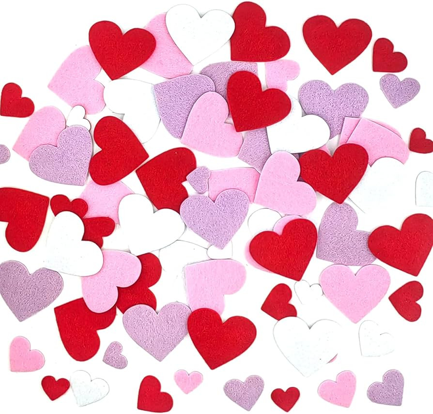 288PCS Felt Heart Stickers，Self Adhesive Puffy Shapes for Arts & Crafts Supplies,Valentines Day... | Amazon (US)