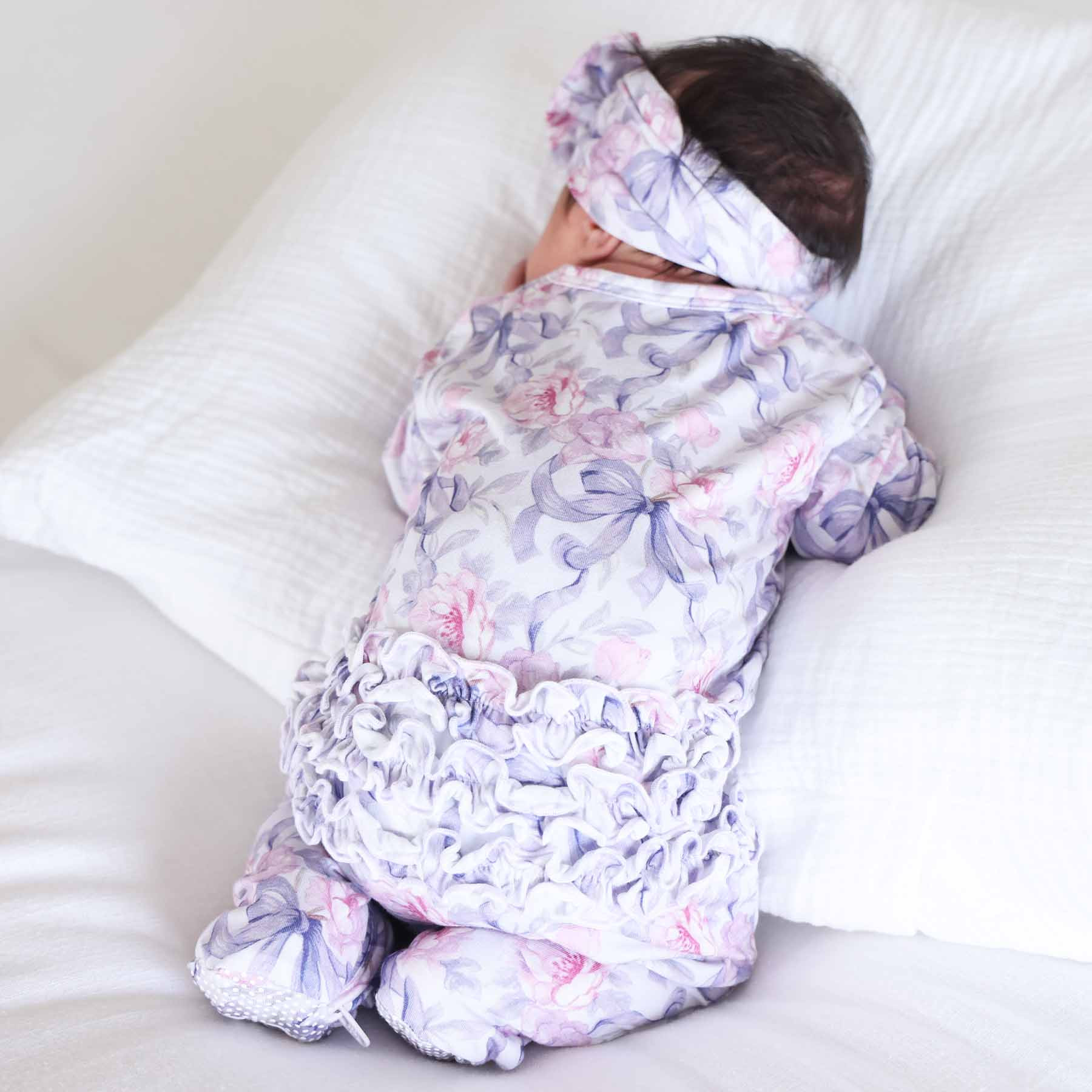Leighton's Lavender Ruffle Zipper Footie | Caden Lane