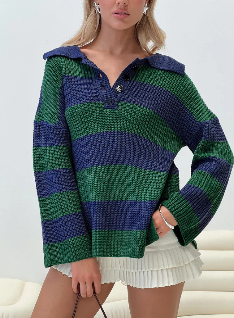 Olivah Jumper Blue / Green | Princess Polly US