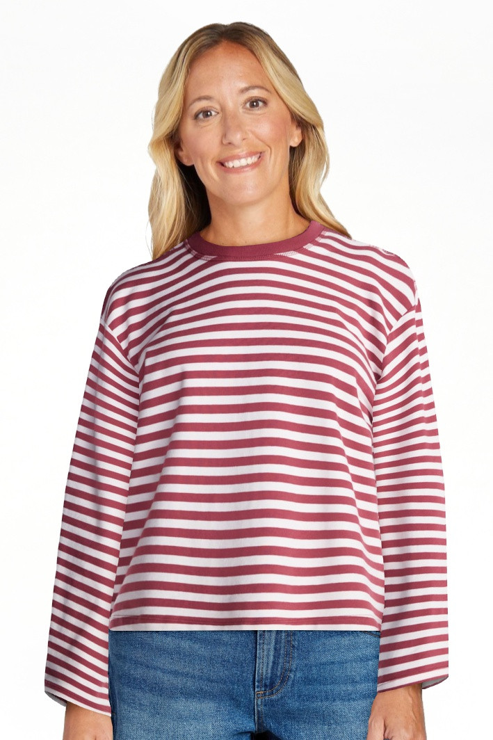 No Boundaries Oversize LS Stripe Tee, Women\u2019s Sizes XXS-XXL | Walmart (US)