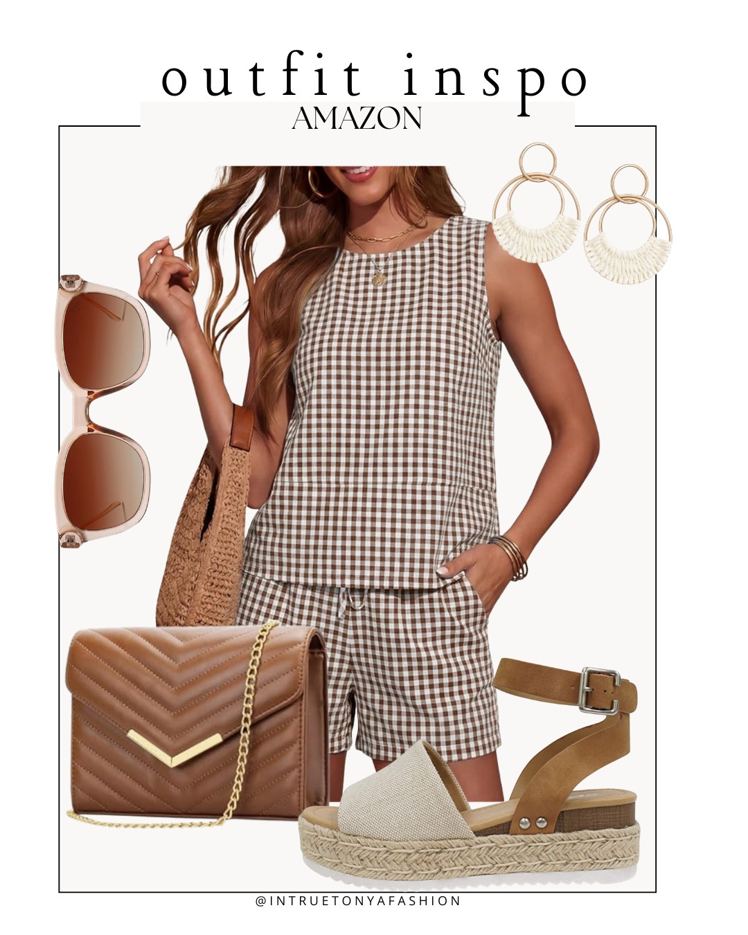 Matching gingham set with platform sandals, brown purse, earrings, and sunglasses 





Amazon outfits every outfit inspo, outfit ideas, casual outfits amazon, amazon outfits every day, spring outfits 2026, summer outfits

#LTKootd #LTKSaleAlert #LTKPetite