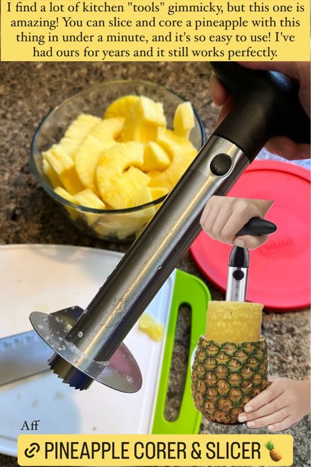 One of my favorite kitchen tools! You can core and slice a pineapple in one minute with this!
........
Amazon finds kitchen essentials
Kitchen must haves kitchen faves housewarming gift housewarming gift under $25 gift idea home essentials
House essentials Amazon essentials Amazon finds under $25

#LTKfamily #LTKkids #LTKhome