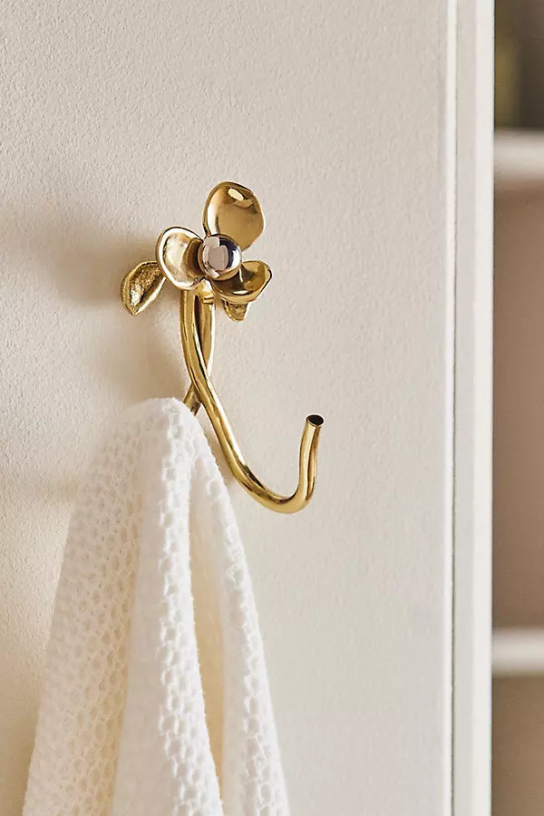 Elwood Mixed Metal Floral Wall Hook | Anthropologie (US)