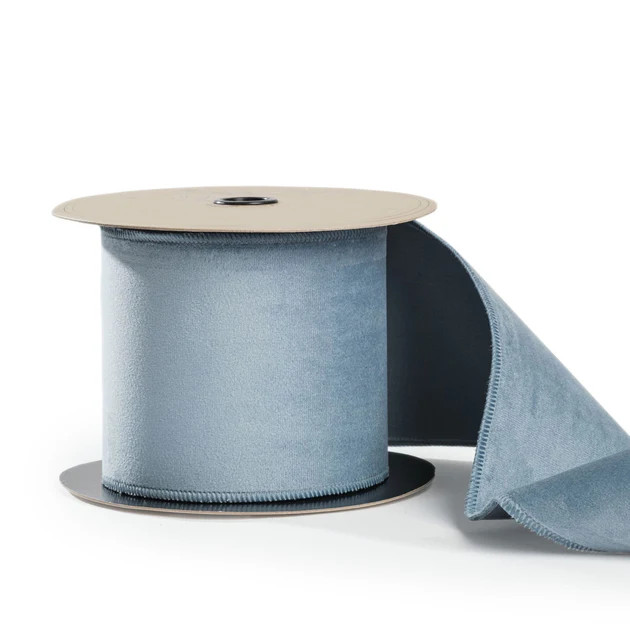 Slate Blue Velvet Taffeta Ribbon | Cailini Coastal