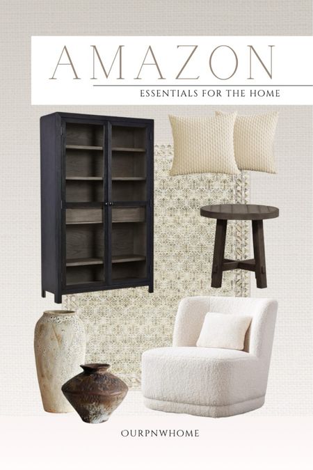 Cozy home finds for spring on Amazon!

Display cabinet, glass door cabinet, upright cabinet, wood end table, wood stool, neutral vase, tall vase, brown vase, moody home, green area rug, neutral pillow covers, throw pillows, boucle accent chair, modern chair, armless chair, modern traditional home

#LTKhome #LTKSeasonal #LTKstyletip
