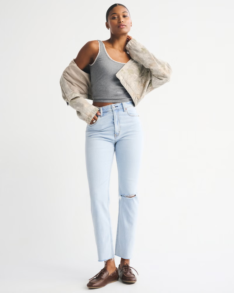 Women's Ultra High Rise Ankle Straight Jean | Women's Clearance | Abercrombie.com | Abercrombie & Fitch (US)
