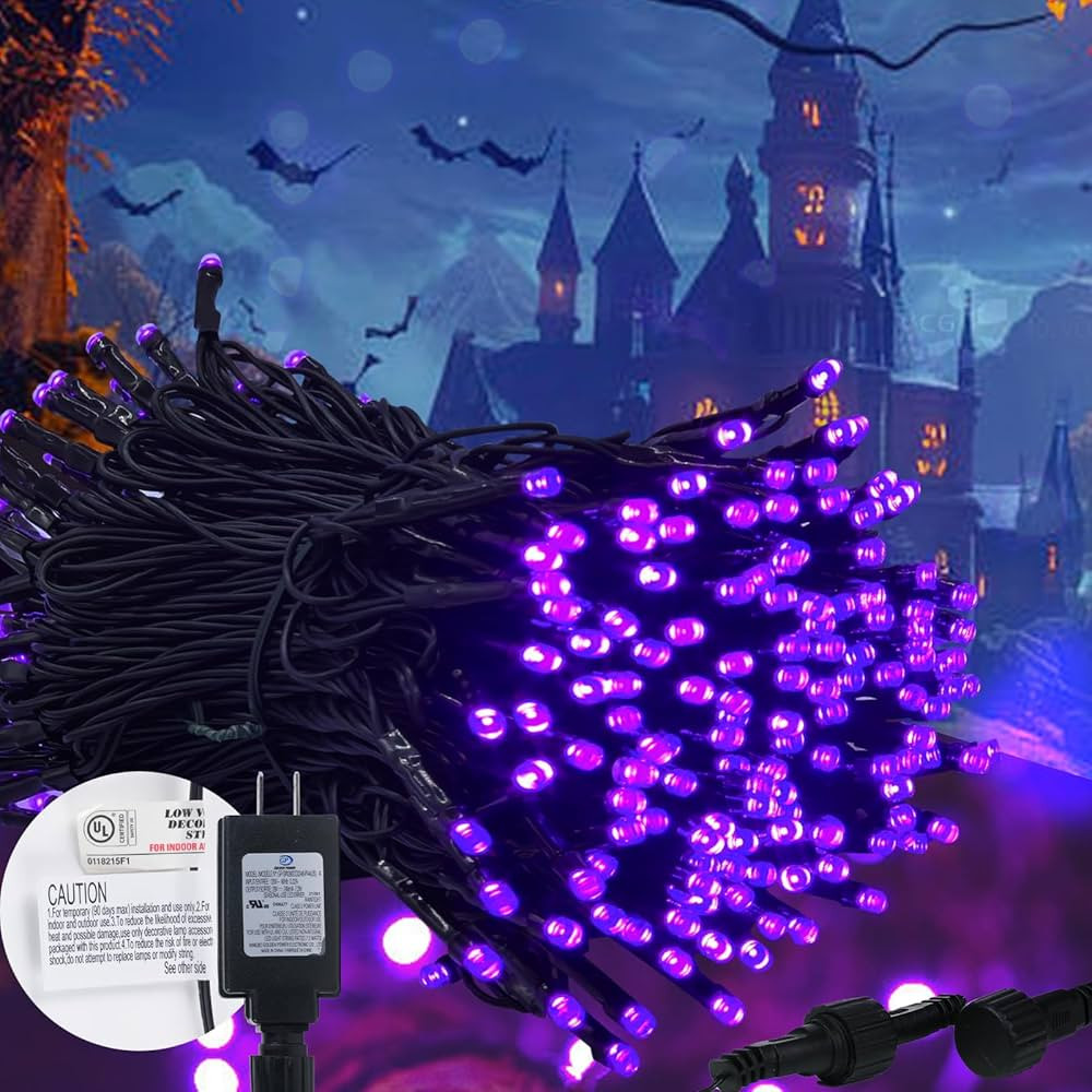 Kwaiffeo Purple Halloween Lights, 100FT 300LED String Light Outdoor Indoor, 8 Modes Connectable P... | Amazon (US)