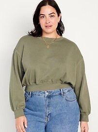 Oversized Cropped Fleece Sweatshirt for Women | Old Navy (US)