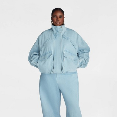 KBB by KAHLANA Women's 'The Denim Bomber Jacket' - Medium Wash 4X | Target