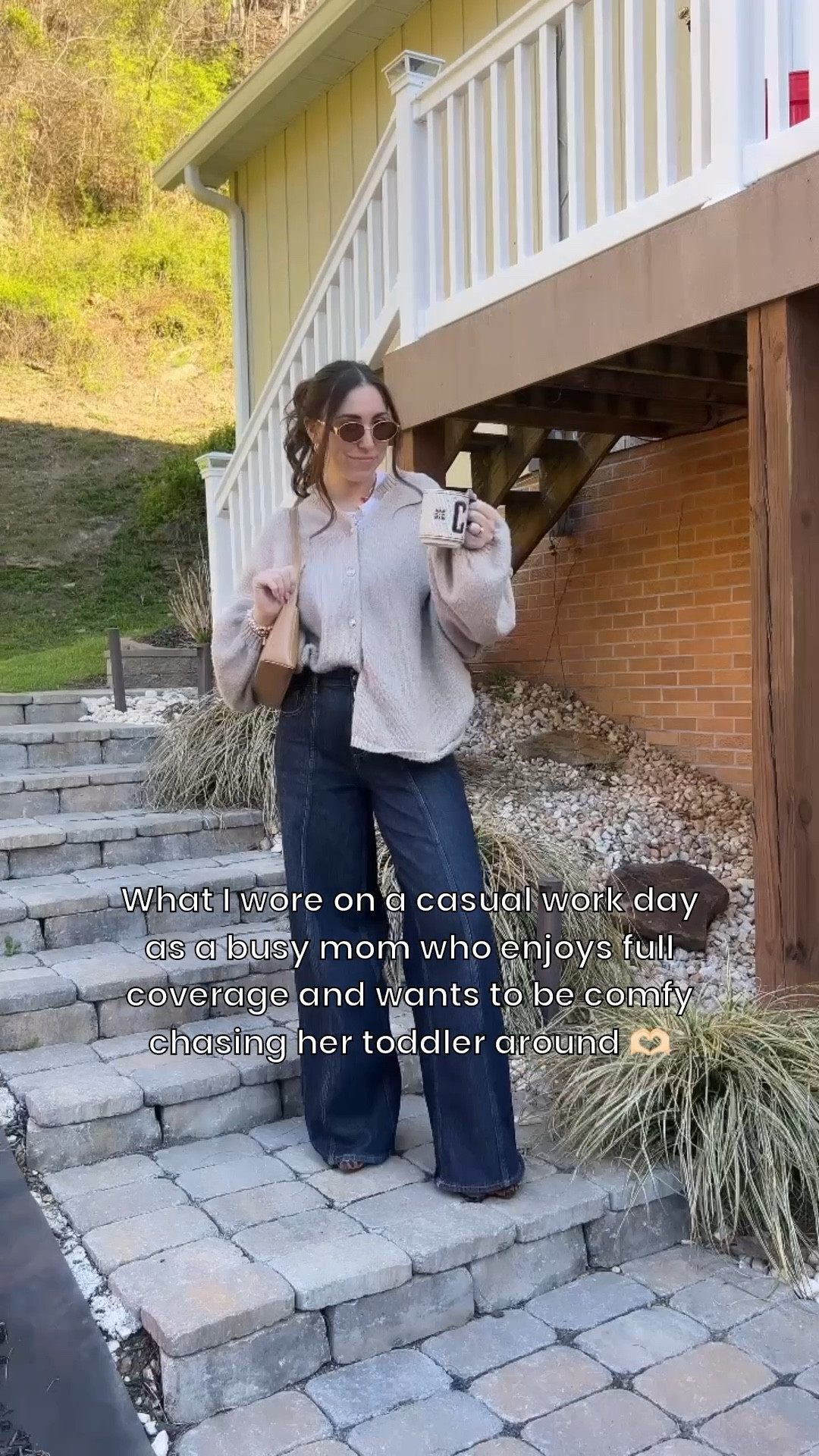 Comfy, CUTE business casual outfit for a busy toddler mom! Day in the office or errands to run, this look is so put-together!

#LTKStyleTip #LTKWorkwear #LTKMidsize