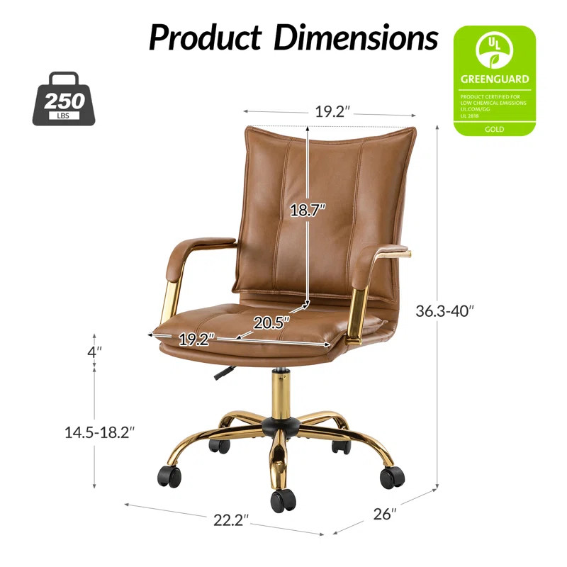 Lundgren Faux Leather Task Chair with Padded Arms | Wayfair North America