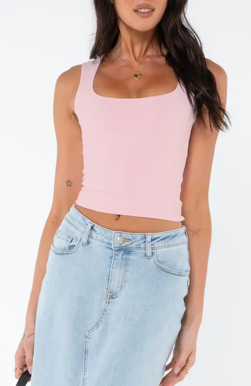 Princess Polly Zoe Square Neck Crop Tank in Light Pink at Nordstrom, Size 2 | Nordstrom