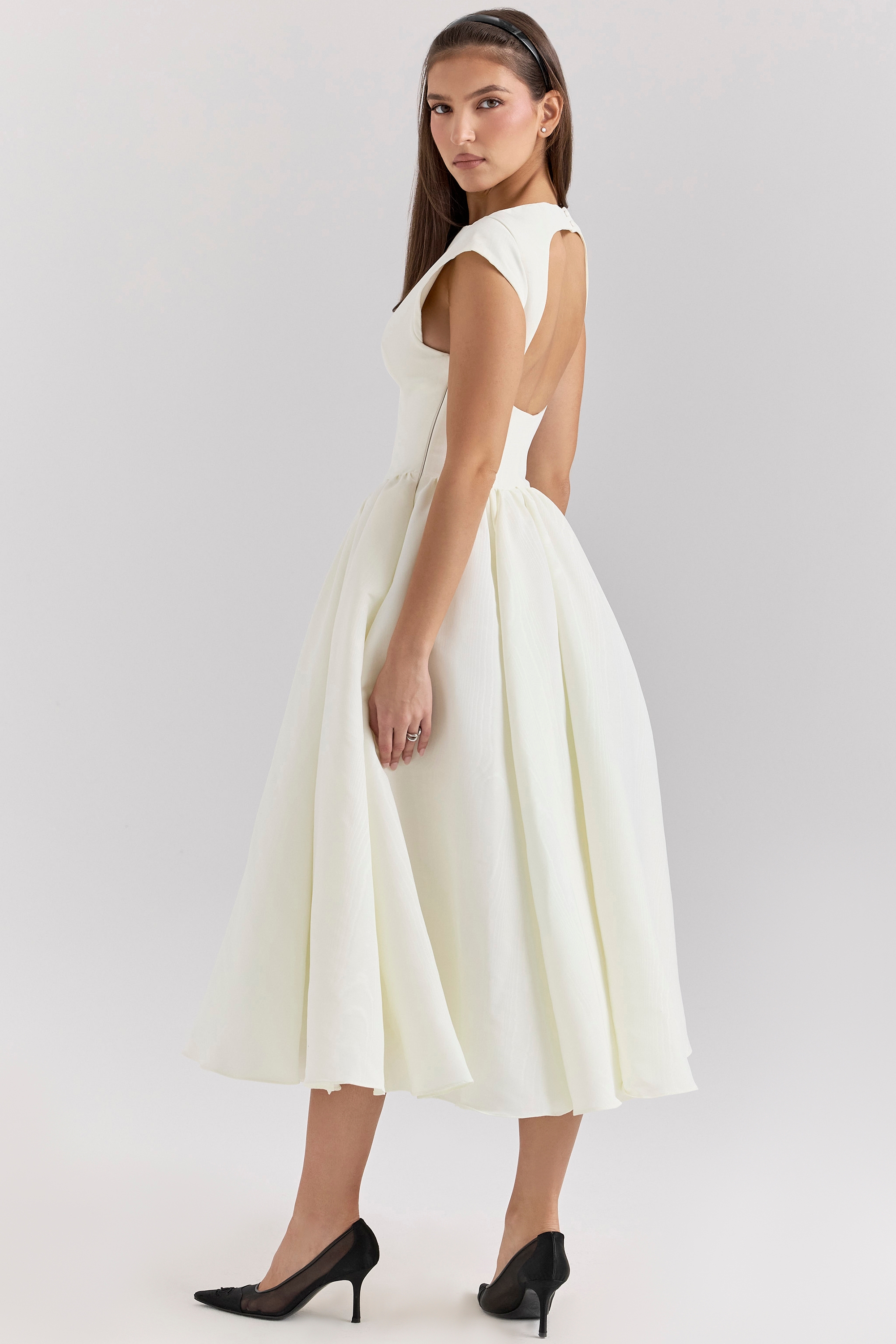 ivory moire satin midi dress | House of CB
