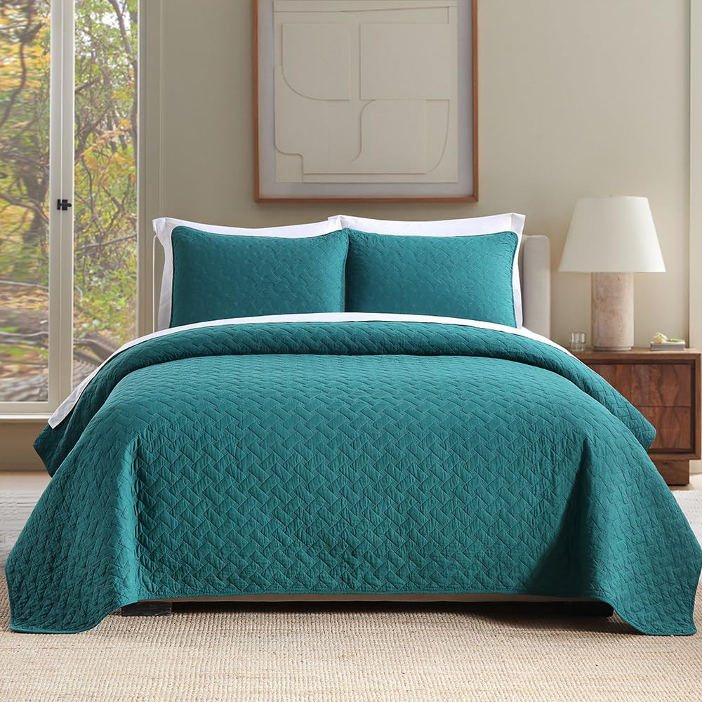 Cotton Quilt Bedding Sets Queen Size, 3 Pieces Reversible Lightweight Coverlets Comforters Bedspr... | Amazon (US)