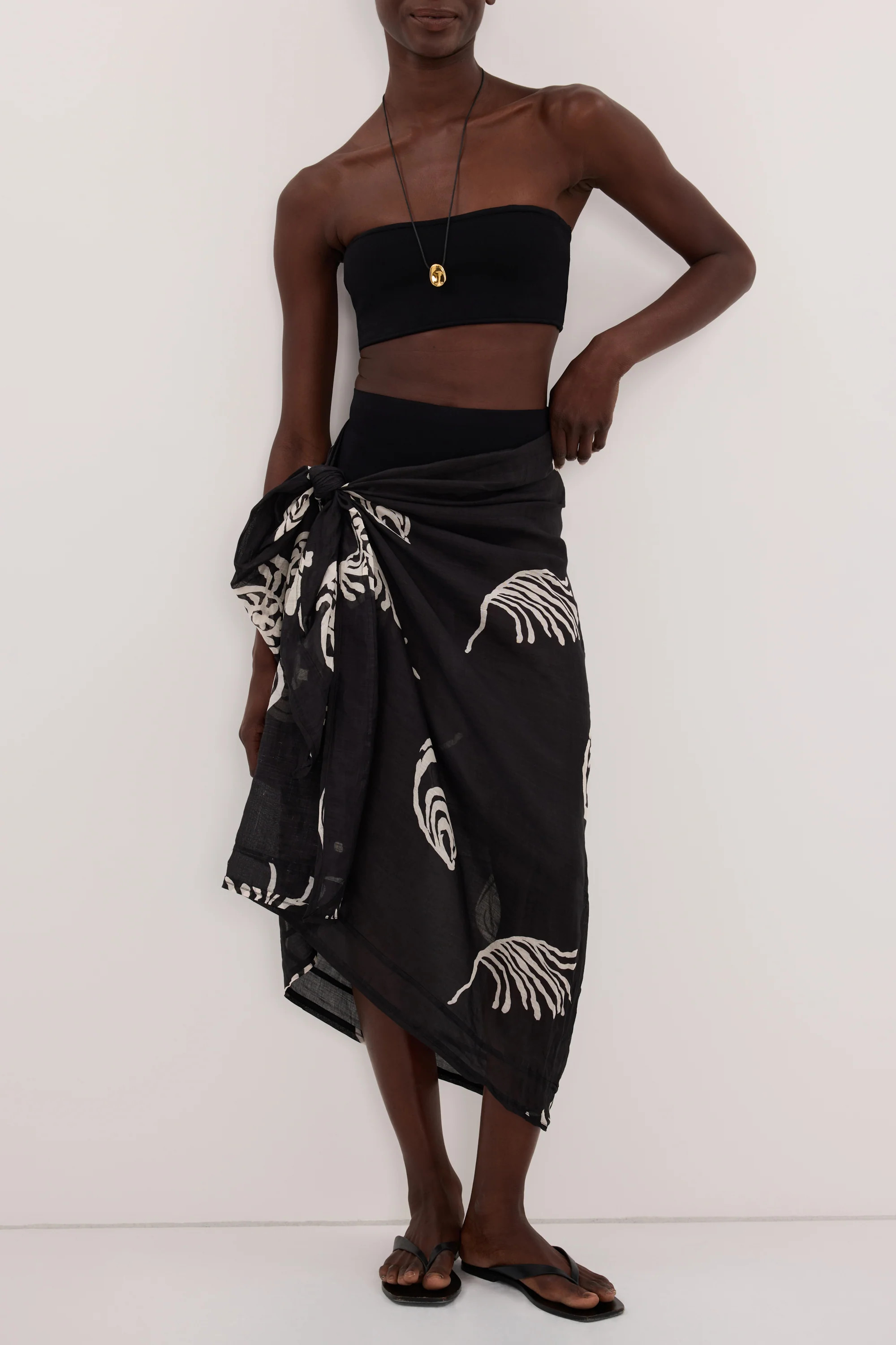 POSITANO BLACK RAMIE SARONG | DISSH