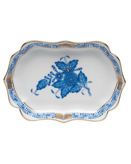 Herend Chinese Bouquet Mini Scalloped Tray - Blue | Neiman Marcus