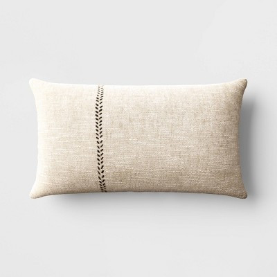Oversized Stitched Lumbar Throw Pillow Neutral: Cotton-Linen Blend, Indoor - Threshold™ | Target