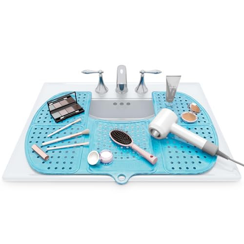Sink Topper Bathroom Sink Cover for Counter Space & Storage Saver | RV Must Haves | Silicone Foldable Beauty Makeup Brush Cleaning Mat | Hot Tools | RV Sink Cover | Large, Pacific Blue | Amazon (US)