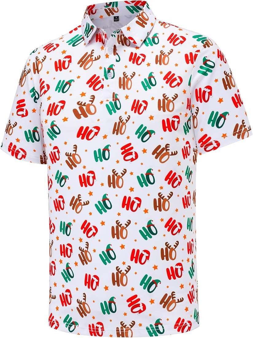 Mens Christmas Polo Shirts Funny Golf Shirts for Men Performance Moisture Wicking Quick Dry Athle... | Amazon (US)