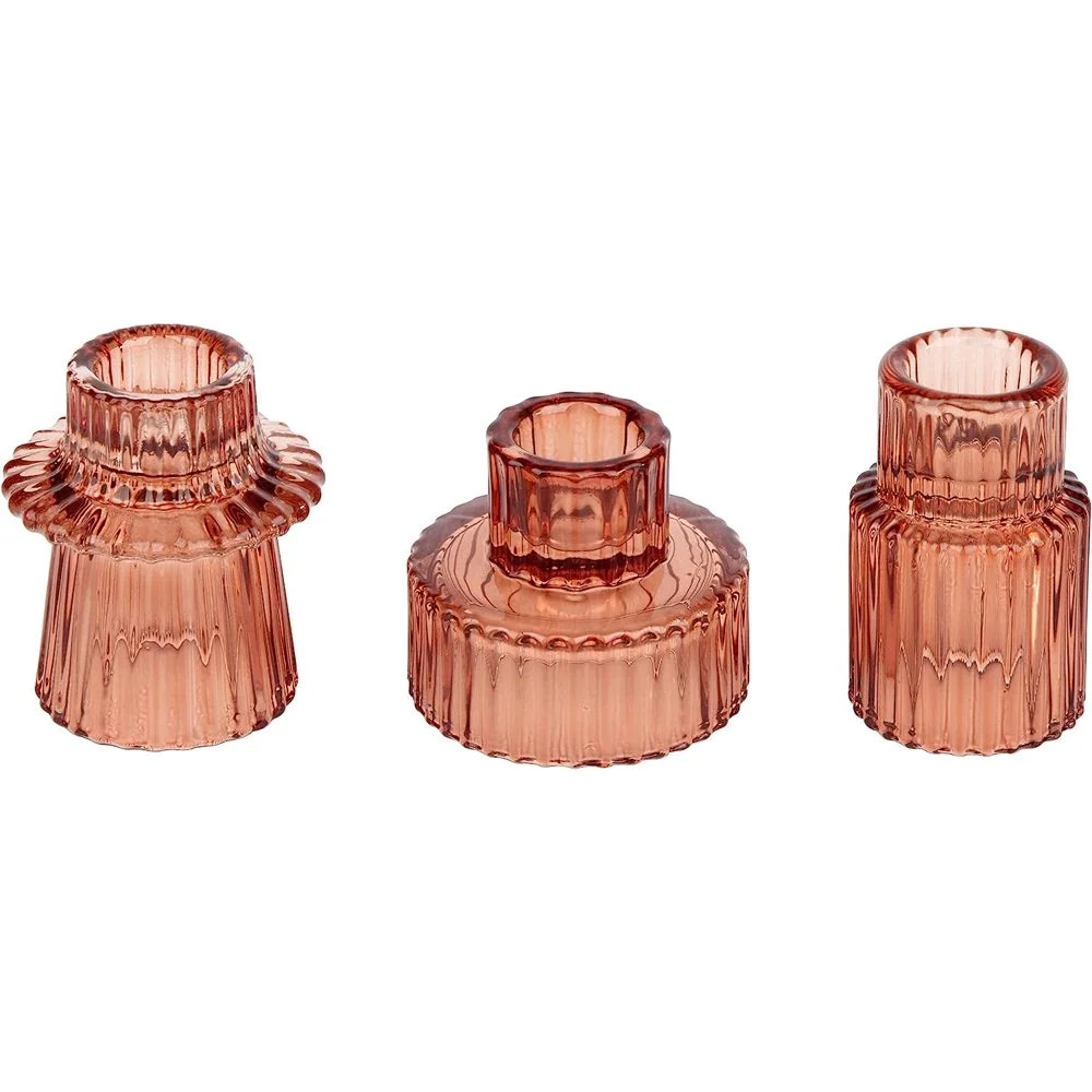 HofferRuffer Set of 3 Taper Glass Candle Holders, Tealight Candlestick Holders for Table Centerpi... | Walmart (US)
