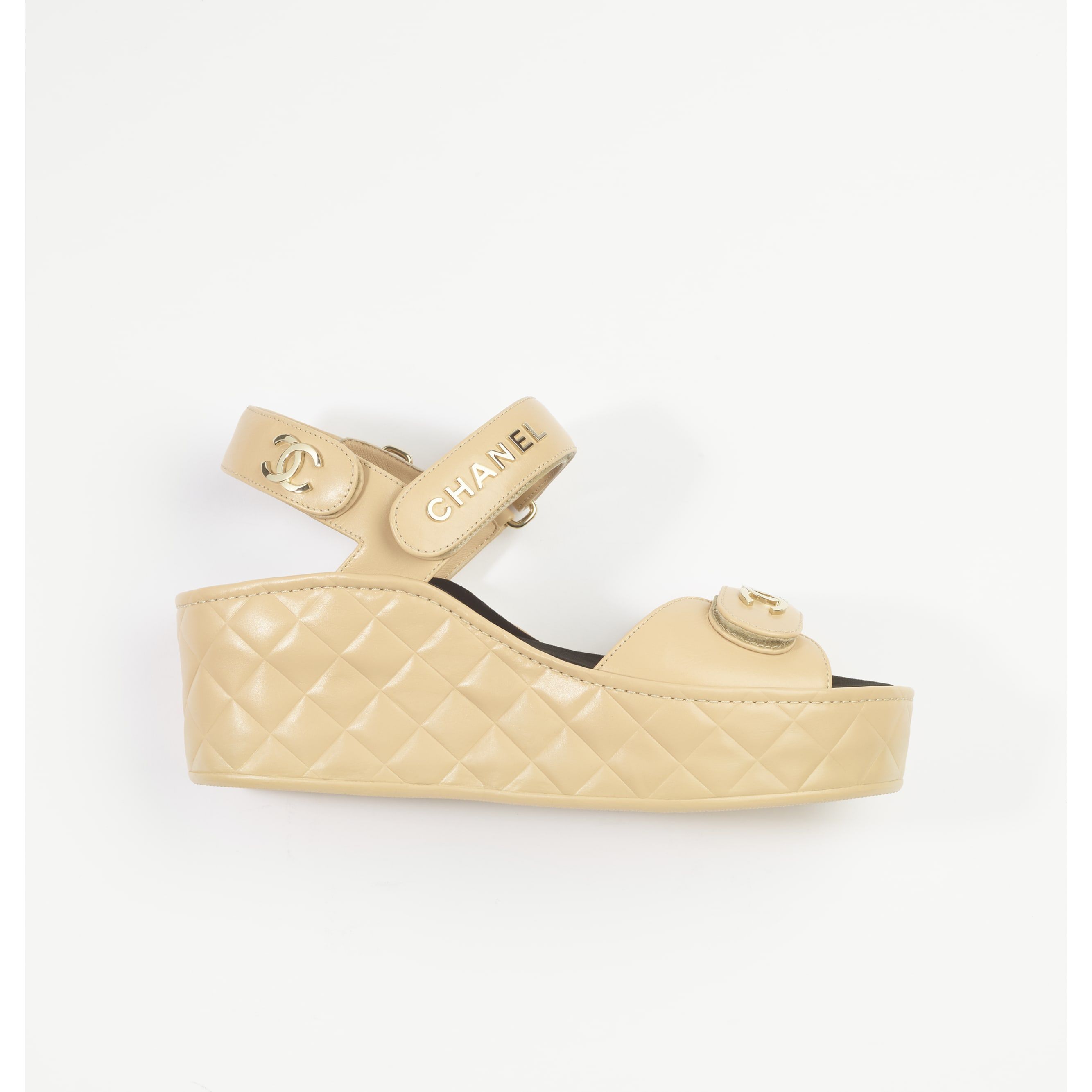 Shiny Calfskin Beige Sandals | CHANEL | Chanel, Inc. (US)