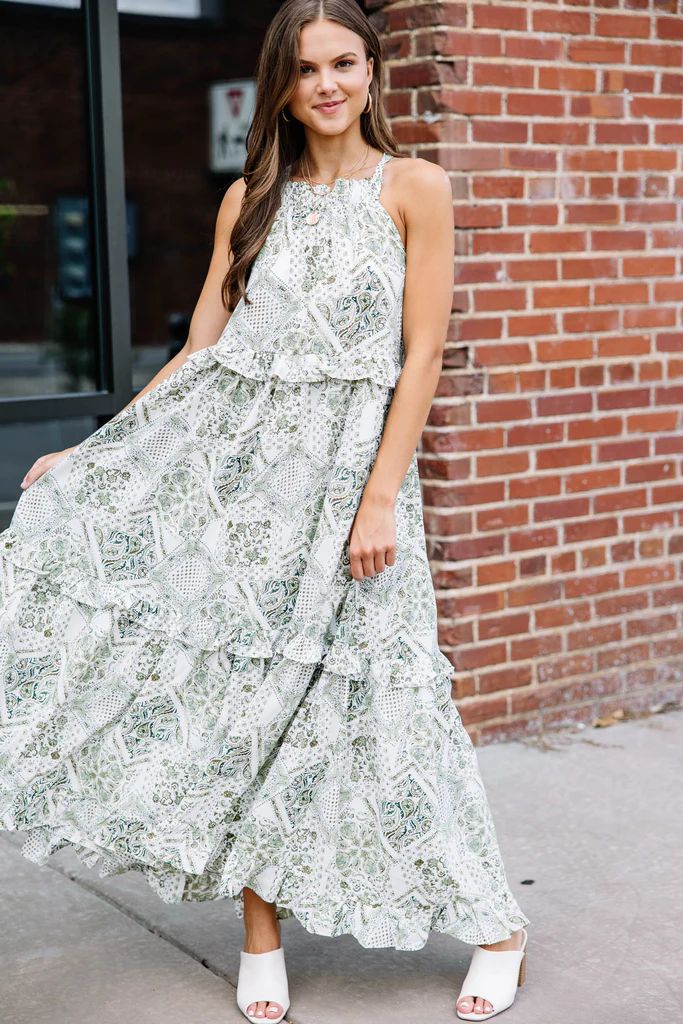 Put It All Together Olive Green Paisley Maxi Dress | The Mint Julep Boutique