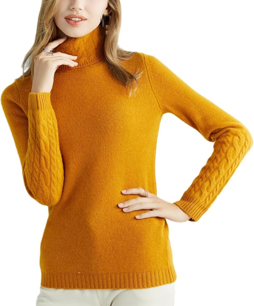 Women's Knitted Sweater Merino Wool Turtleneck Cashmere Sweater Long Sleeve Pullover Autumn Winte... | Amazon (US)