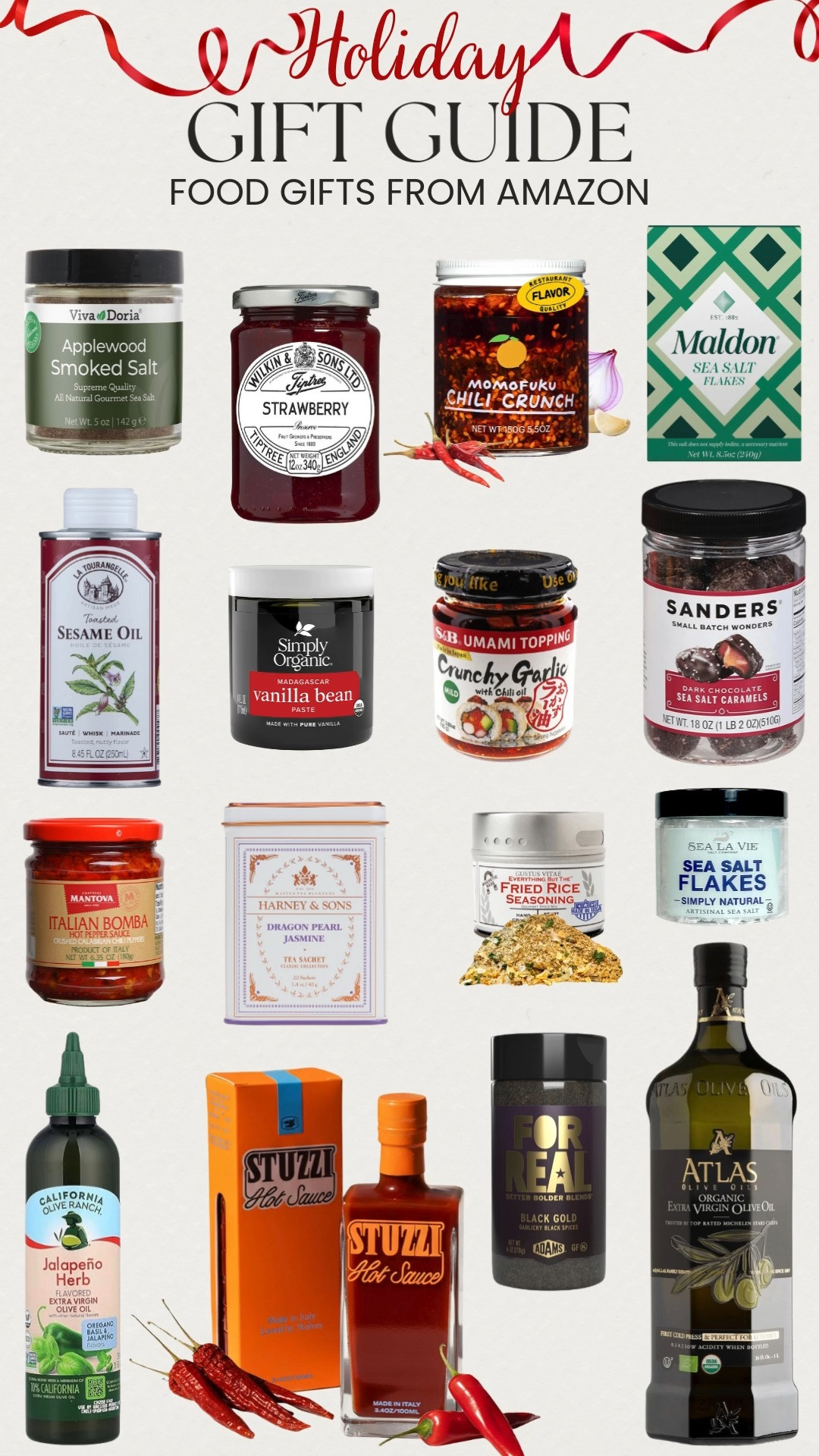 Holiday Gift Guide: Foodie Favorites 🎁🍴
Gourmet sea salt flakes, smoked salt, chili oil, sesame oil, hot pepper sauces, olive oil, and more delicious pantry upgrades they’ll love. Add tea, chocolate caramels, strawberry preserves, vanilla bean paste, and fun seasoning blends for the perfect food lover gift! 

 #LTKGiftGuide #LTKfoodie #LTKFindsUnder50