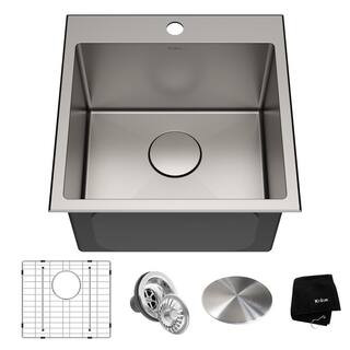 KRAUS Standart PRO Drop-In Stainless Steel 18 in. 1-Hole Single Bowl Kitchen Sink KHT301-18 | The Home Depot