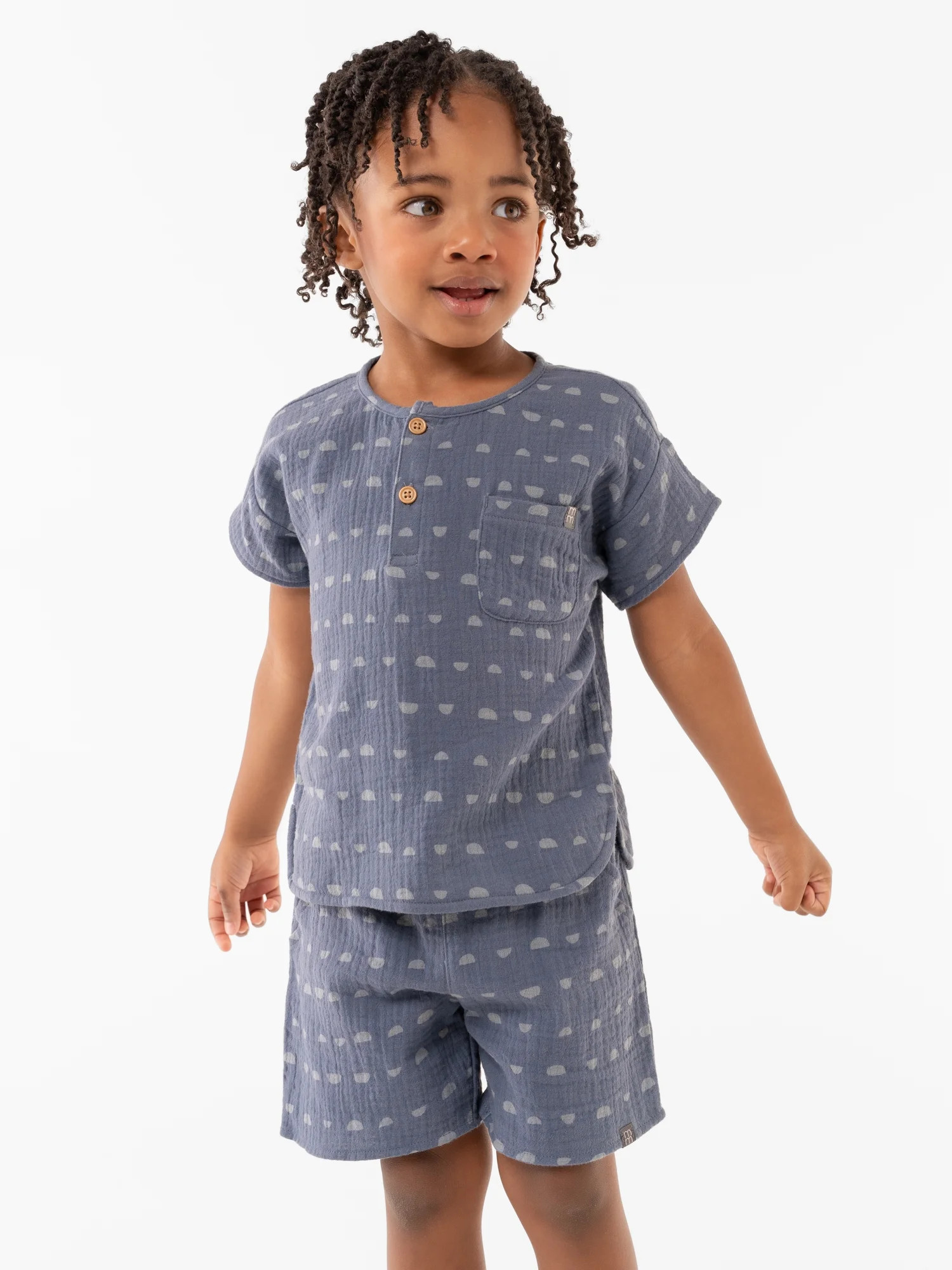 Modern Moments by Gerber Toddler Boy Casual Gauze Henley Tee and Short Set, Sizes 12M-5T | Walmart (US)