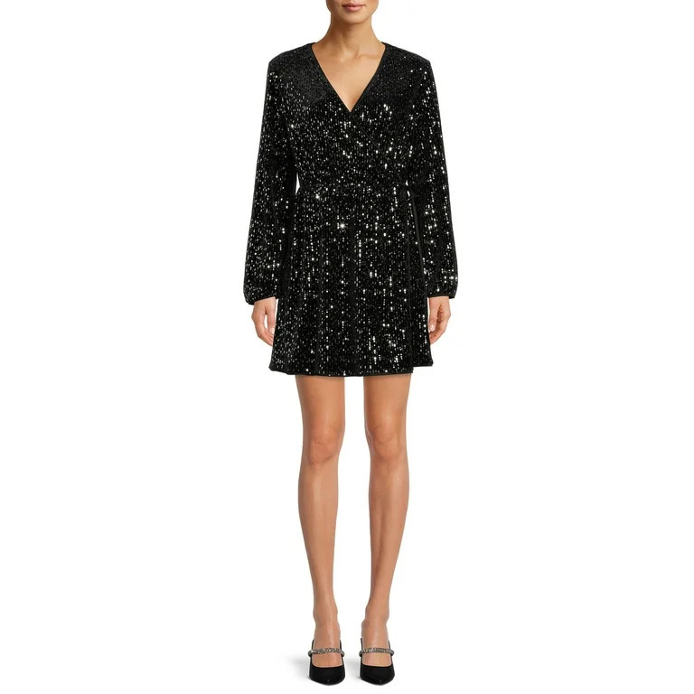 The Get Women's Sequin Wrap Mini Dress | Walmart (US)