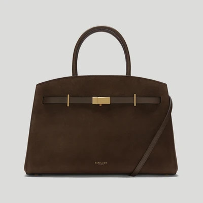 DeMellier The Midi Hudson in Mocha Suede & Mocha Smooth Leather Crossbody bag | DeMellier