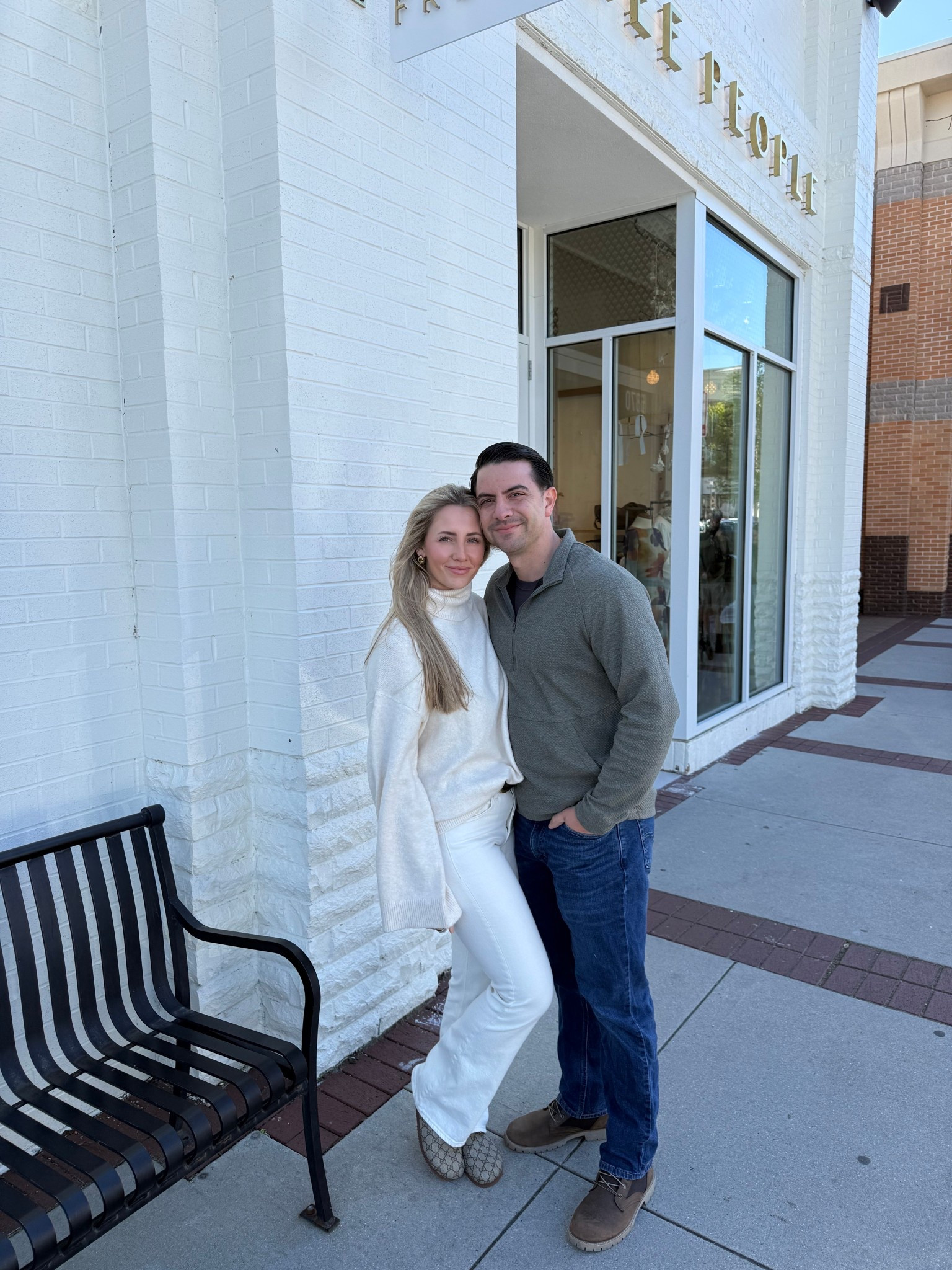 A&F bootcut jeans
Revolve turtleneck sweater 
TTS for all 

#LTKmomlife #LTKootd