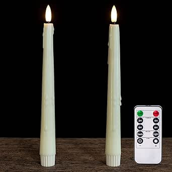 Yongmao Real Wax Flameless Taper Candles with Remote, 9.6 Inches LED Window Candles 3D Wick Flick... | Amazon (US)