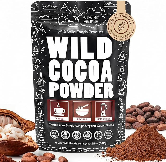 Wild Foods Organic Cocoa Powder | Single Origin Unsweetened Keto Chocolate Powder for Cooking & B... | Amazon (US)
