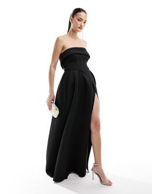 ASOS DESIGN bandeau corset structured skirt maxi dress in black | ASOS (Global)